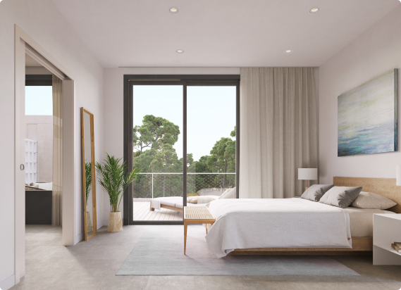 Dormitorio con vistas